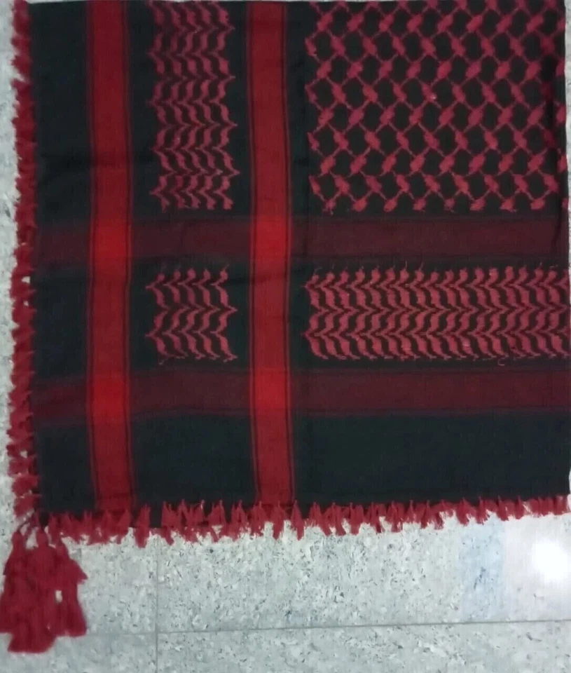 Bufanda Keffiyeh Estilo Palestino Original Mezcla Algodón Bufanda Kufiya Foto 4 de 4