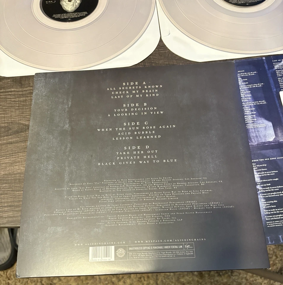 ALICE IN CHAINS Black Gives Way To Blue Clear Vinyl 2xLP + CD OG 2009 Press EX - Image 3 of 4