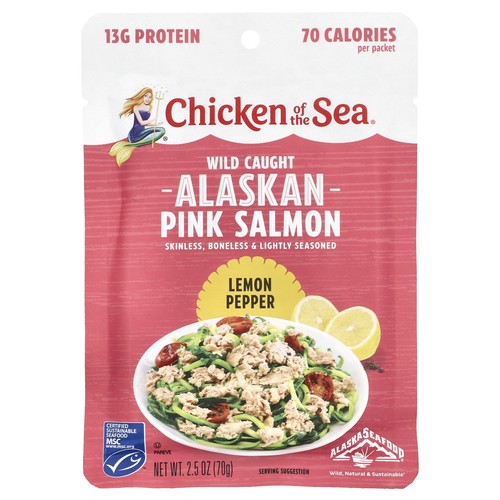 Wild Caught Alaskan Pink Salmon, Lemon Pepper, 2.5 oz (70 g)