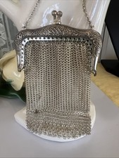 Antique German Silver Mesh Coin Purse Deco Chatelaine Mini