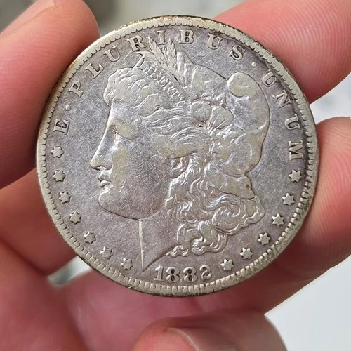 1882-CC Morgan Silver Dollar VF semi key date details vapq