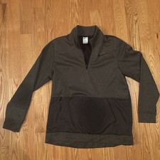 Nike Therma Fit Quarter Zip Up Fleece Sweater Green Excellent Size Large