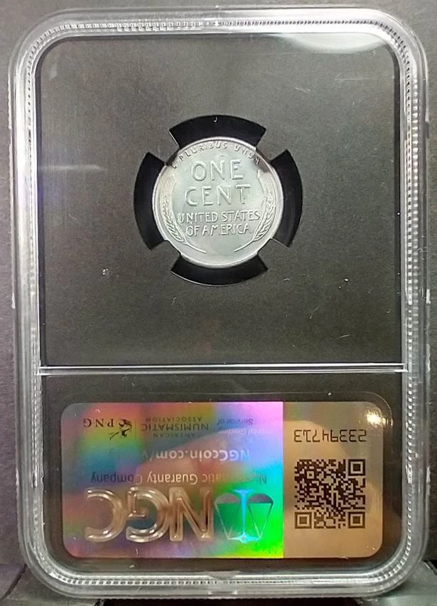 1943-D Lincoln Cent-Steel, With Original Bag Fragment, NGC MS-65 (A337) - Image 2 of 2