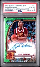 2024 BOWMAN CHROME UNIVERSITY AUTO-GREEN SHIMMER #37 JUJU WATKINS PSA 10