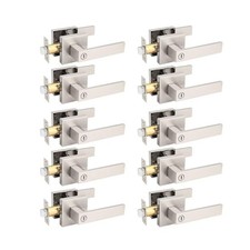 10 Pack Brushed Nickel Bed Bath Door Lever, Square Privacy Lever Door Handles...