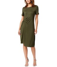 Rachel Roy Womens Draped Front Midi Asymmetrical Dress