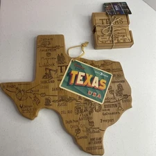 Totally Bamboo Destination Texas State Cutting Serving Board And Coasters
