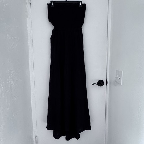 RIP CURL Dress Womens L Black Premium Surf Strapless Beach Errands Gauze Maxi