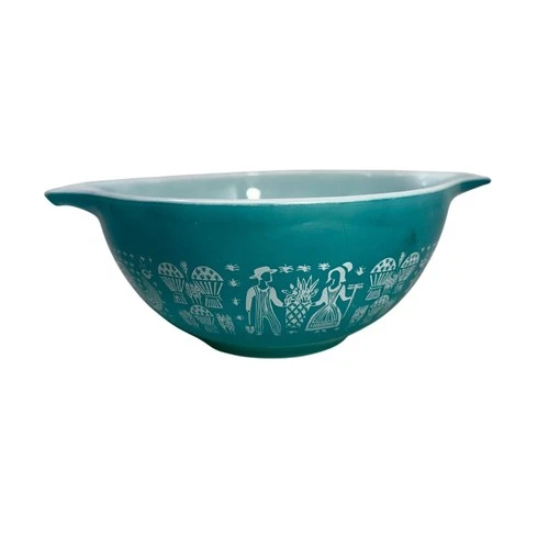 Vintage Pyrex Cinderella Mixing Bowl Amish Butterprint Pattern Turquoise #442