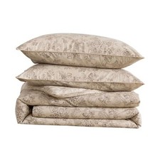 Beige Floral Duvet Cover, Queen Size 100 Cotton Queen 90"x90" Beige-01