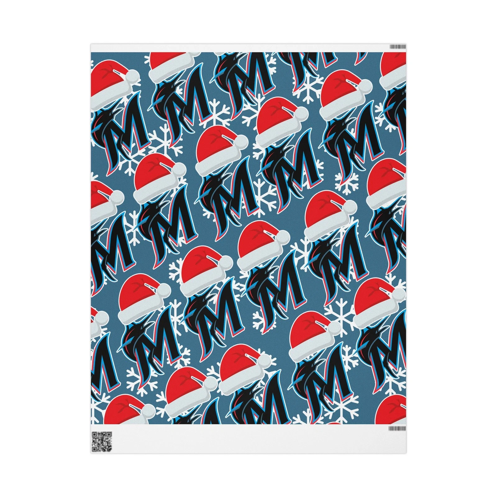 Miami Marlins Wrapping Papers, Christmas Gift Wrap, Baseball Team Holiday