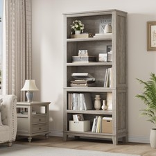 5-Tier Bookshelf 71'' Tall Wooden Bookcase Open Storage Shelves for Living Room
