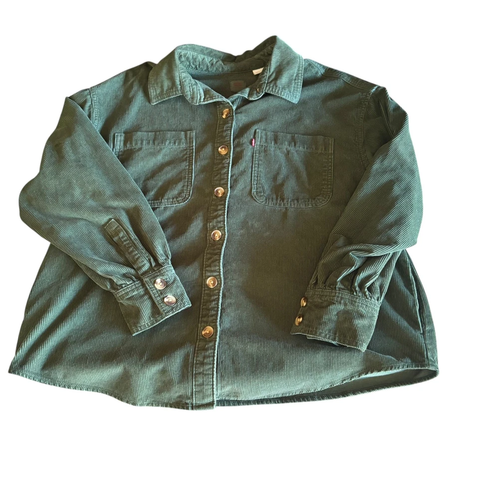 Levi's Red Tab Shirt Mens L Gray Corduroy Western Pearl Snap Long Sleeve Cowboy - Image 4 of 4