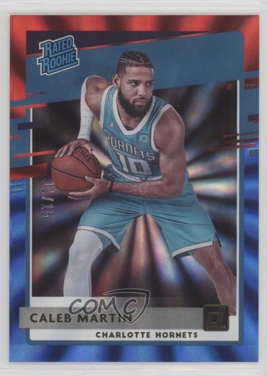 2020-21 Panini Donruss Rated Rookies Red & Blue Laser /15 Caleb Martin Rookie RC