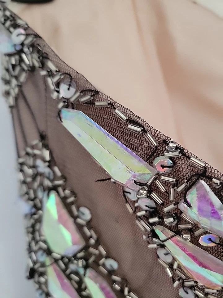 TONY BOWLS 派对礼服 8 码串珠珠宝无肩带及膝 — 第 4/4 张图片