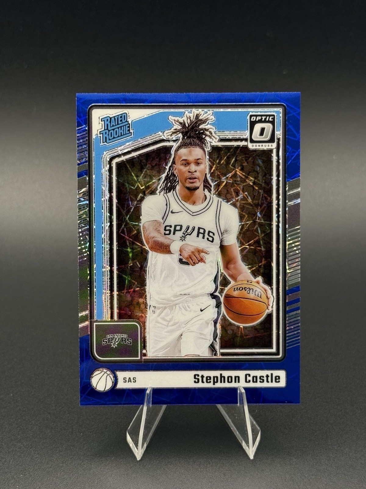 2024-25 Donruss Optic - Rated Rookie Stephon Castle #254 Blue Velocity Prizm RC