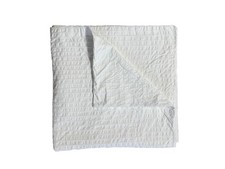 White Textured Stripe Cotton Duvet Cover in Full Size Snap Buttons Beddings
