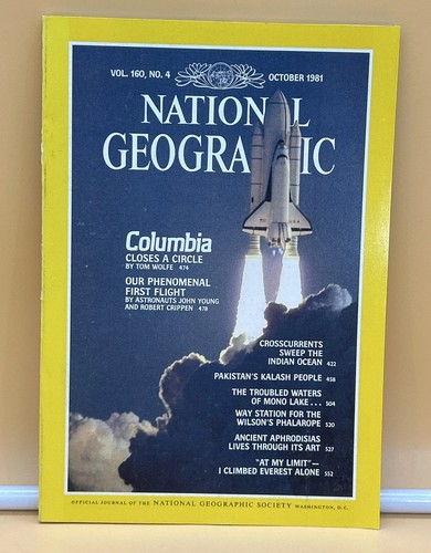 Nat Geo. Space Shuttle COLUMBIA. Everest Mono Lake. Everest Climb. Oct. 1981.