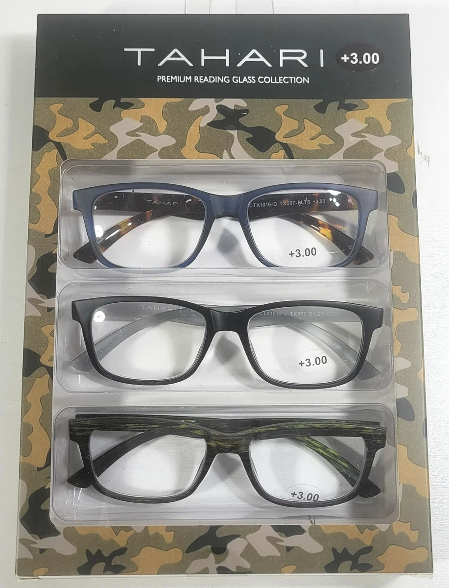 3 PACK TR90 Reading Glasses Elastic Transparent Rimless