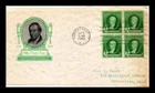 DR JIM STAMPS US COVER GILBERT C STUART FAMOUS AMERICANS FDC BLOCK OF 4 IOOR