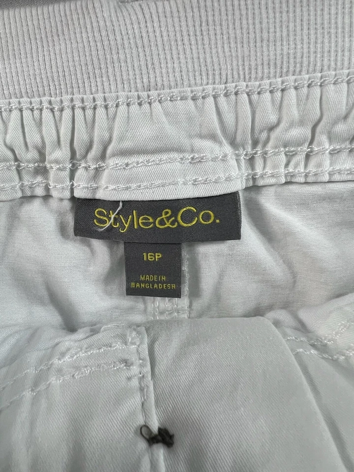 Pantalones Cortos Style & Co Mujer Talla 16 Petite 16P Blanco Bolsillos Elásticos Nuevos Foto 3 de 4