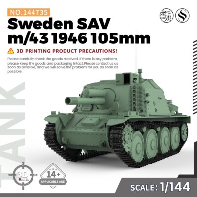 その他 VINTAGE SWEDISH MILITARY TANK CASE SSMODEL SS144735 1/144 Military Model Kit Sweden SAV m/43 1946