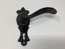 Antique Fleur-de-ly Black Cast Iron Reclaimed Lever Door Handle 