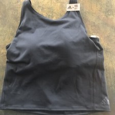 Brand New w/Tags Women Adidas Primegreen MED Crop Tank/Bra BLK Criss Cross Back