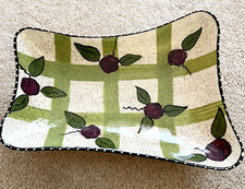 Purple Roses Lime Green Art Pottery Dish Tray Trinket Vanity Candy Hand Painted