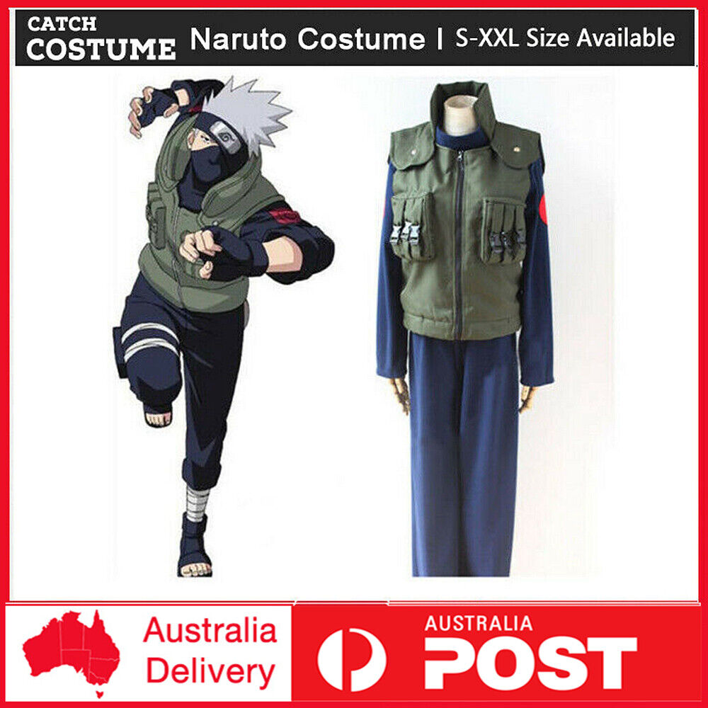 Anime Naruto Hatake Kakashi Cosplay Costume Vest Headband Wig Christmas  Outfits