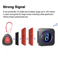 LIKEPAI Caregiver Pager Wireless Call Button SOS Elderly,2 call transmitters