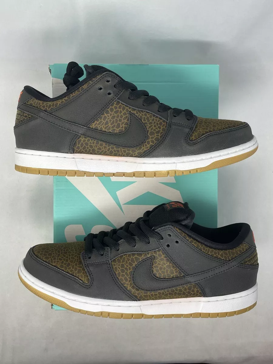 Nike Dunk Low Premium SB Giraffe 313170 018 Black/Black/Team Orange Size 11