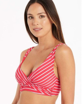 NWT Sea Level Swim Chamarel Multifit Cross Front Bikini Top Molded Cup Coral 10