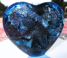 Dichroic Fused Glass Heart Free Standing Sculpture Paperweight Mad Mosaic