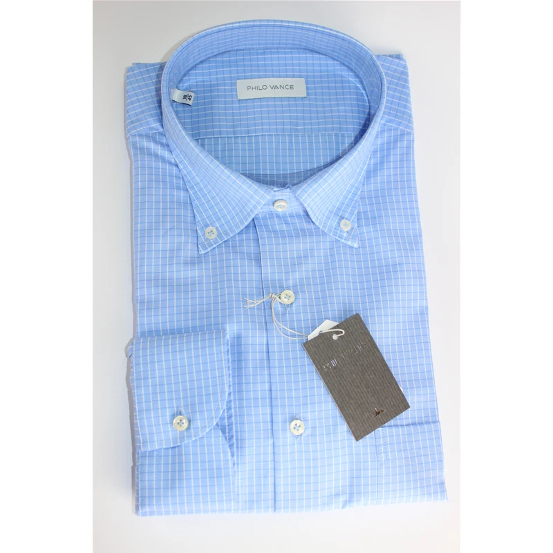 CAMICIA UOMO TAGLIE FORTI100%COTONE COLLO 45-46-47-48-49 PHILO VANCE QUADRI - Immagine 2 di 4