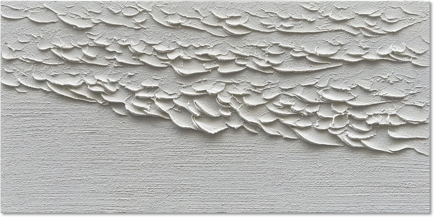 White Wave Abstract Hand drawn Oil Painting Decorative Mural Hanging Painting