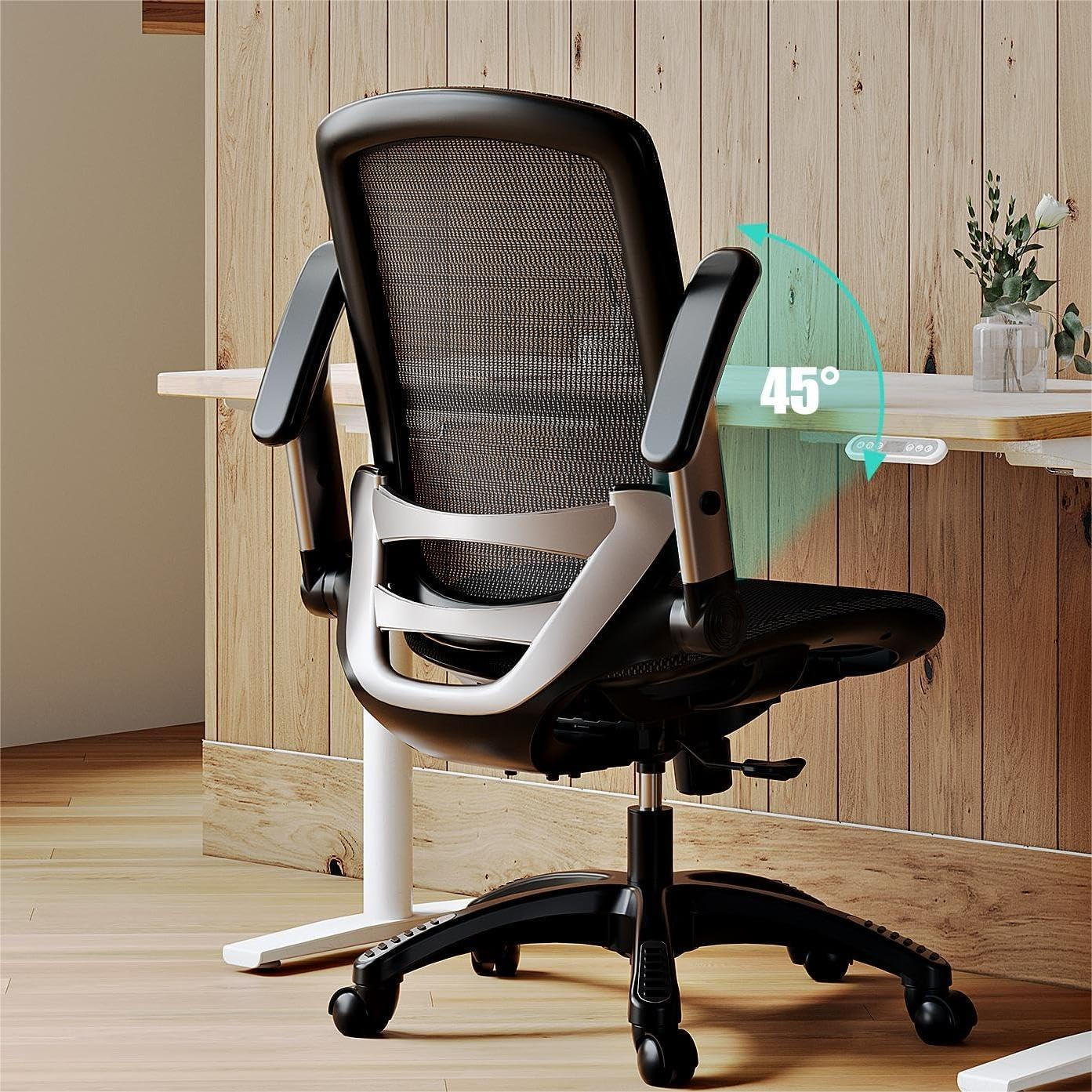 Ergonomic Office Chair, Mesh Desk Chair - Lumbar Support and Adjustable Flip-Up-image