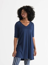 y NWT XS Agnes  Dora Navy Blue Love Tunic Oversized Womens