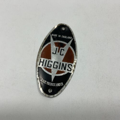 Vintage JC Higgins Sears Roebuck & Co. Bicycle Head Badge Tag - Picture 1 of 2