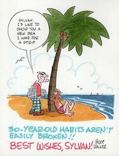 MORT WALKER ORIGINAL 8x11 COLOR DRAWING FOR FELLOW CARTOONIST+COA      VERY RARE