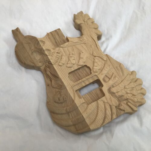 Elm Carved Skull Electric Guitar Kit Skull Body Semi-Finish Solid Wood Free Ship - Afbeelding 1 van 5