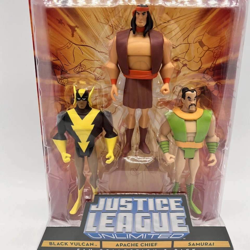 Paquete de 3 figuras de acción ilimitadas DC Universe Justice League Apache Chief, Samurai Foto 3 de 4