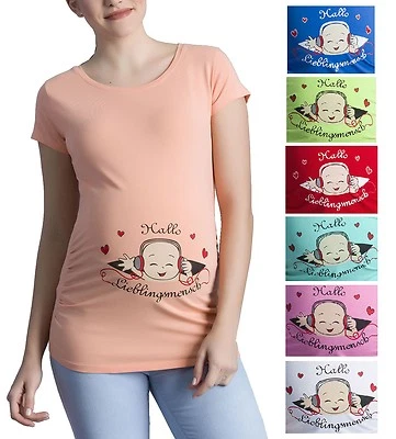 Hallo Lieblingsmensch lustige Umstandsmode Tshirt Motiv Schwangerschaft Kurz MMC - Bild 1 von 4