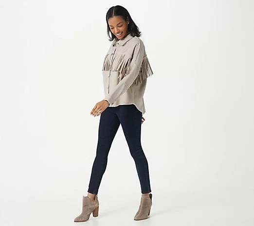 Haute Hippie Tribe Faux Suede Fringe Shacket Shirt Jacket White Size XXS A394226 - Image 3 of 4