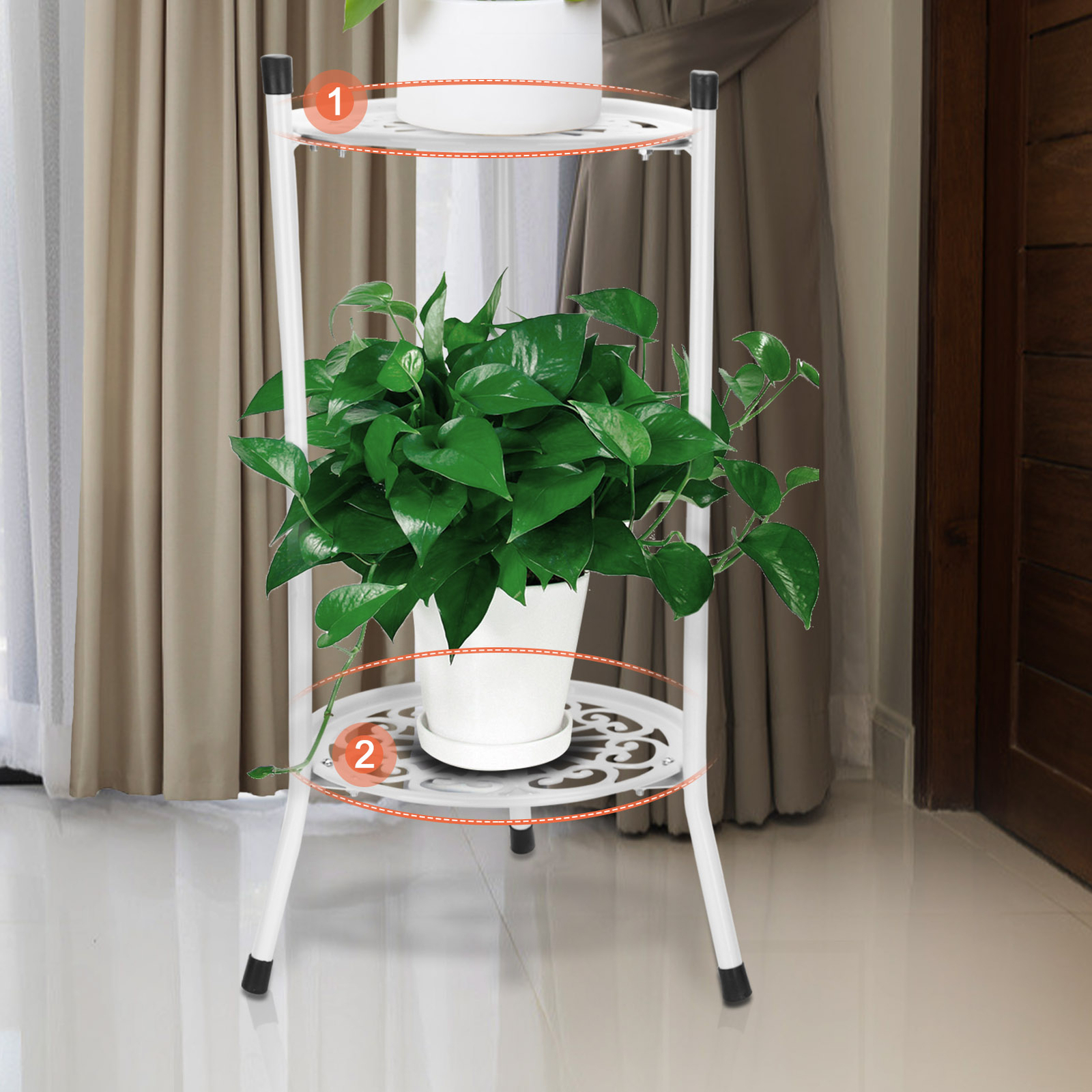2 Tier Plant Stand Flower Pot Rack Shelf Planter Display Holder Indoor