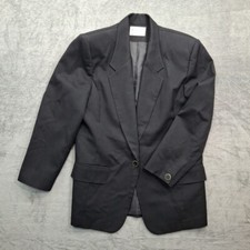 Miss Pendleton Blazer Womens 12 Black 100% Wool One-Button Vtg Made In USA