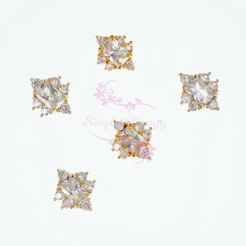 5PCS Luxury Bling Clear Zircon Rhinestones Charms 3D Nail Art Manicure Jewelry - Image 4 of 4