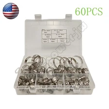 60pcs Adjustable Hose Clamps Worm Gear Stainless Steel Clamp Assortment set