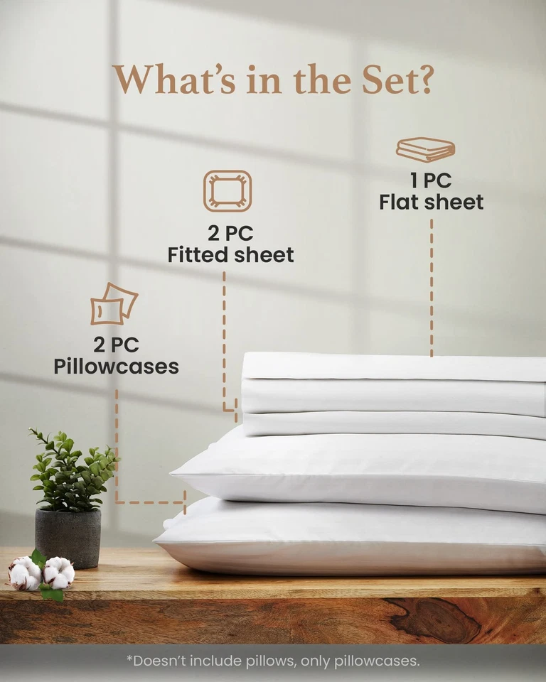 Split King Sheets Sets for Adjustable Bed Cotton, Luxury Sheets, 1000 TC Egyp... - Image 2 of 4
