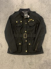Image of Women’s Barbour International Black Tartan Lined Waxed Jacket BNWT - Size UK8